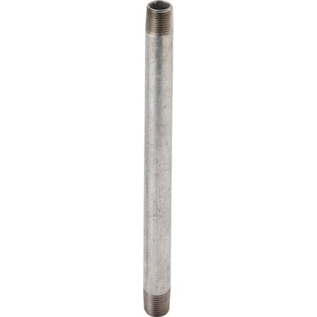 Prosource Pipe Nipple, 3/8 in, Threaded, Steel, 2 in L 3/8X2G