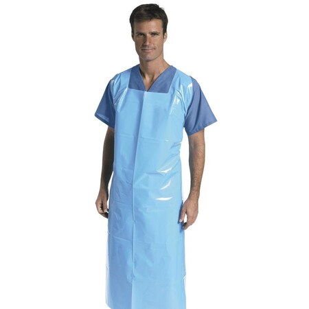Medline Heavyweight Plastic Pullover Apron, Blue, 41in x 62in, 100PK NON24280