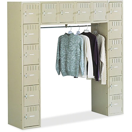 Tennsco Box Locker Unit with Coat Rod, 72 in W, 18 in D, 72 in H, (6) Tier, (6) Wide, Sand SRS-721872-ASD