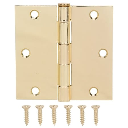 Prosource Square Corner Door Hinge, Steel, Polished Brass, Loose Pin, 180 deg Range of Motion 20338BBX
