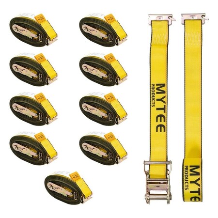 Mytee Products 2inx27ft E Track Ratchet Straps w/Spring Fittings 4400 lb Break Strength, 10PK ETKRS227x10