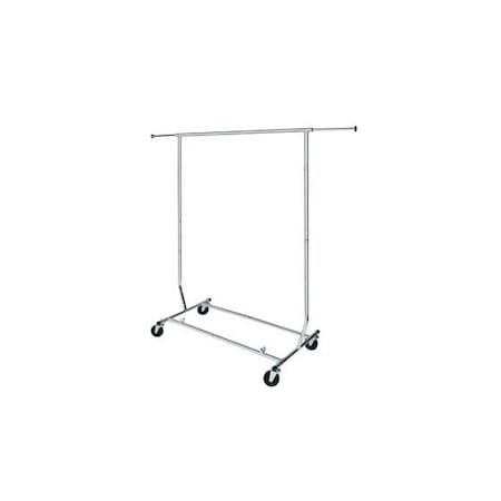 Nahanco Chrome Heavy Duty Economy Collapsible Rolling Clothes Rack w/ Single-Rail and 2 Locking Wheels RCS2
