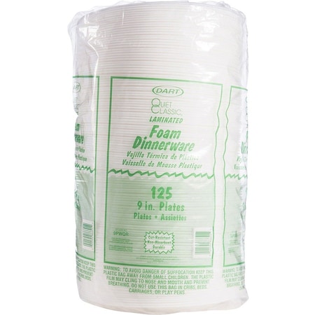 Solo Dart 9PWQR, Laminated Foam Plate, 9" Dia., White, 125/Pack 9PWQR