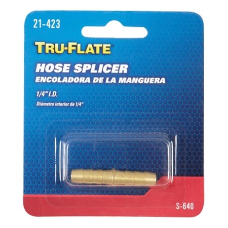 Tru-Flate 0.25 in. ID Hose Splicer Brass T2F-21423