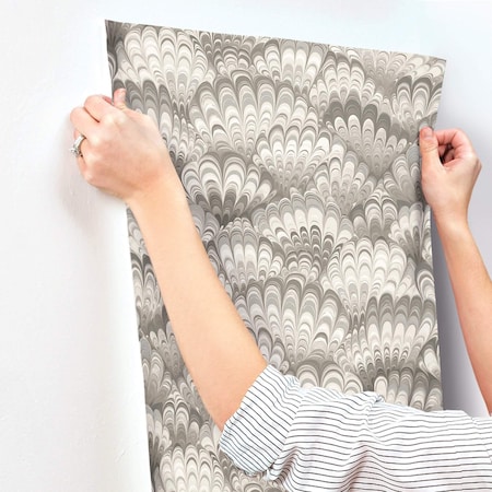 A-Street Prints Octavia Neutral Marbled Ink Wallpaper 4147-27378