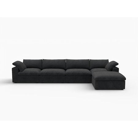 Homeroots Black Linen Blend Modular L Shaped Five Piece Corner Sectional 714579