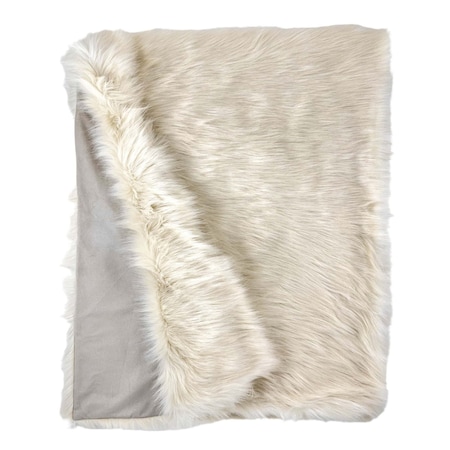 Homeroots 50" x 60" Royal White Long Hair Faux Fur Throw 475690