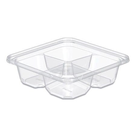 Dart TamperGuard Snack Boxes, 4-Compartment, 6.3 x 6.3 x 1.8, Clear, Plastic, 300PK SBTG4S