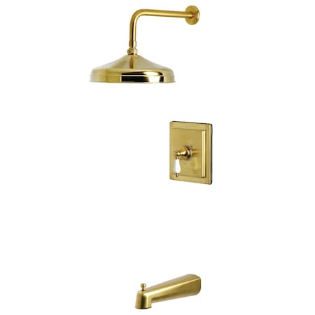Kingston Brass Single-Handle Pressure Balanced Tub and Shower Faucet, Brushed Brass KB6147PL