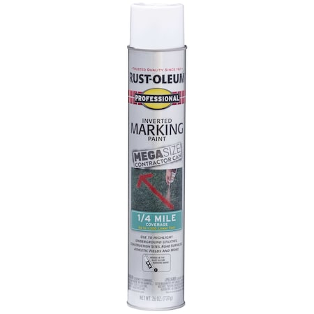 Rust-Oleum Inverted Marking Paint, 26 Oz, White, Solvent -Based 350997