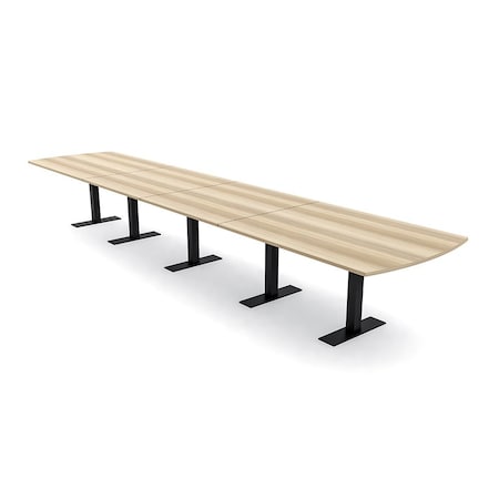 Skutchi Designs 20ft Arc Rectangle Conference Table With Power | Harmony Series | 20 Person Meeting Room Table HAR-AREC-48X240-T.BK-K525-NA