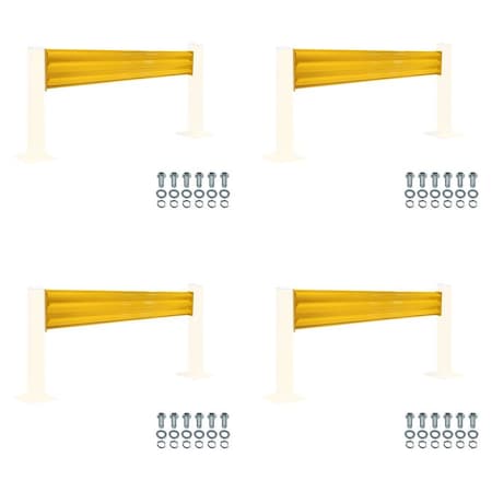 Mytee Products 8 ft x 15 in Bolt-On Steel 3-Rib Guard Rails 12,000 lbs - Yellow, 4PK GR3R-08x4