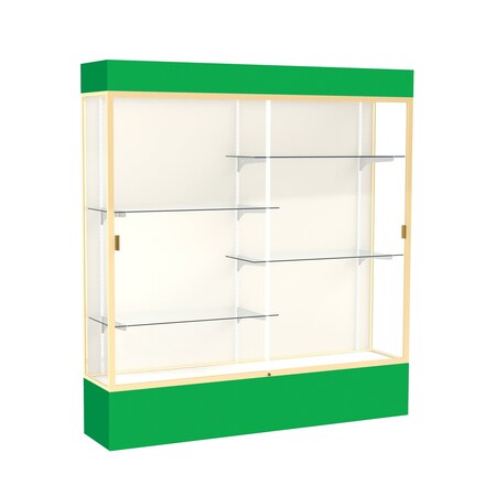 Ghent Lighted Floor Display Case 72x80x16, Plaque, Champange 3176PB-GD-KG