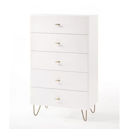 Homeroots 30" White Manufactured Wood Five Drawer Chest 473084
