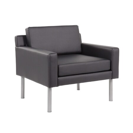 Boss Office Products Contemporary Lounge Chair in Black Antimicrobial Vinyl BR8001AM-BK