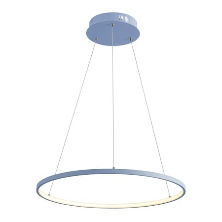 Jonathan Y Brice 23.75" Modern Contemporary Metal Round Dimmable Integrated LED Pendant, Blue JYL7203D