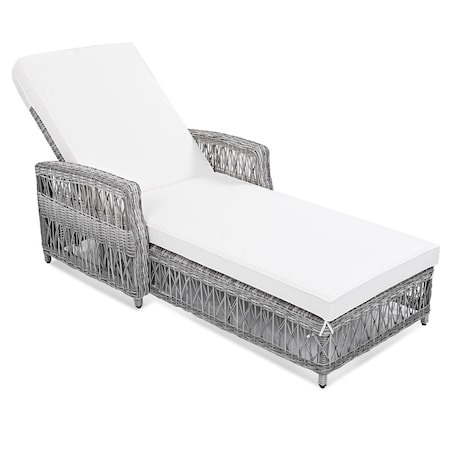 Homeroots 78" Beige Metal Outdoor Chaise Lounge with Beige Cushion 625685