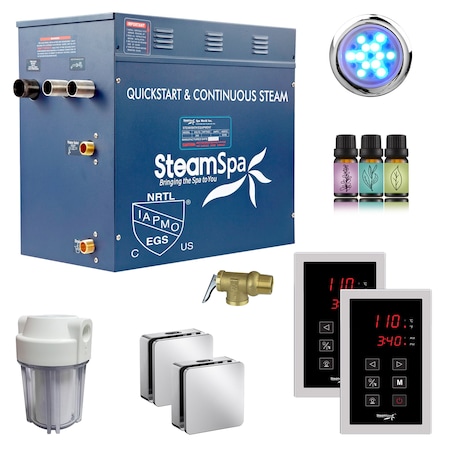 Steamspa Royal Series 12KW Steam Generator w/ Continuous Steam, Dual Touchpads and Filter in Polished Chrome RYTS1200CH