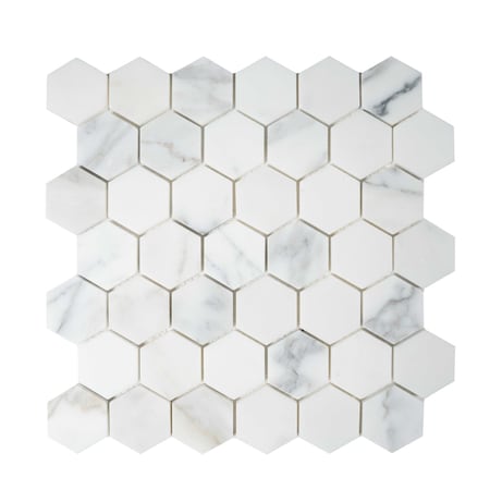 Apollo Tile 2 in. Calacatta Gold Hexagon 4.83 sq.ft 11.8 in. x11.8 in. Marble Mosaic Tile, 5PK APLTSC99G22HEC53