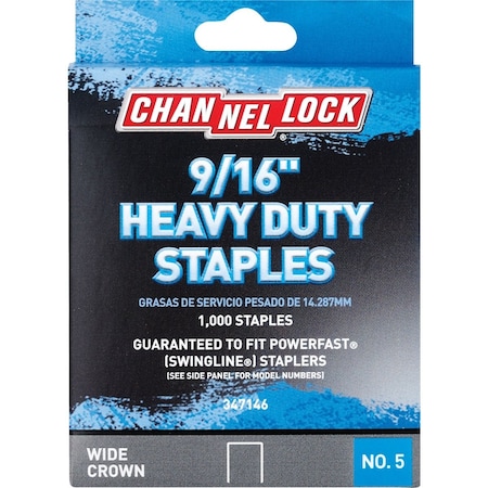 Channellock No. 5 Heavy-Duty Wide Crown Staple 9/16'', 1000PK 347146