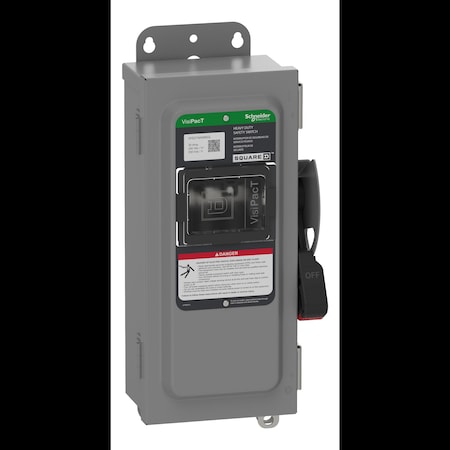 Schneider Electric Safety Switch, Fusible, DPST, Single Phase, NEMA 12, Indoor, Steel VH221NAWKGL