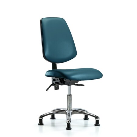 Blue Ridge Ergonomics Vinyl Chair Chrome, Desk, Med Back, Glides, Royal BR-VDHCH-MB-CR-T0-A0-RG-8801