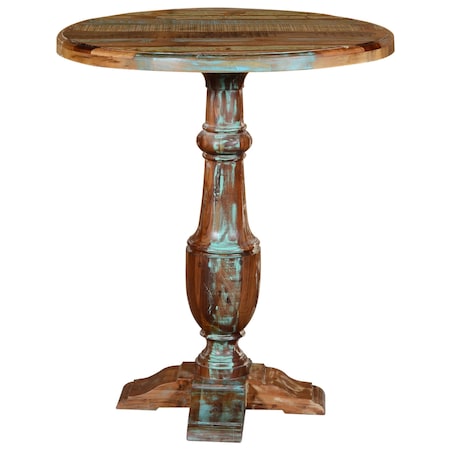 Homeroots 36" Brown Rounded Solid Wood Pedestal Base Dining Table 488597