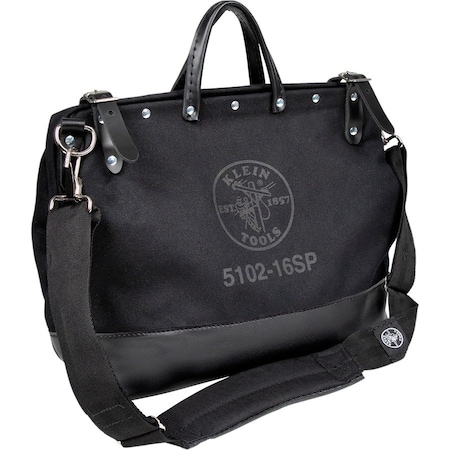 Klein Tools Canvas Tool Bag, 16 Pockets, Black, Canvas, 13 Pockets 510216SPBLK