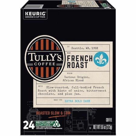 Tullys Coffee Tully's Pod French Roast, Keurig Single-Serve K-Cup Pods, Dark Roast, 24 Count, Compatible, 24PK 5000373779