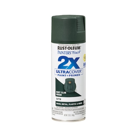 Rust-Oleum Spray Paint, Hunt Club Green, Satin, Solvent, 12 oz 334072