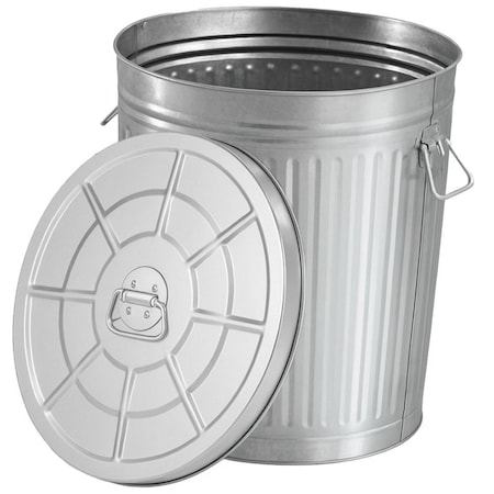 Gardenised Galvanized Steel 15 Gallon Durable Weather-Resistant Trash Can with Lid and Handles QI004753