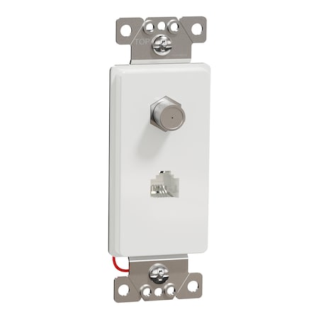 Square D Tv/Telephone Socket, X Series, F Connect SQR87CT1WH