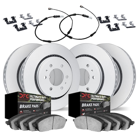 Dynamic Friction Co DFC GEOSPEC Coated Rotor- Heavy Duty Brake Pad includes Hardware and Sensor 4424-47001