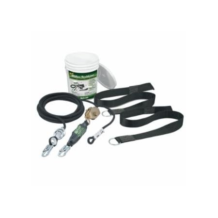 Miller TechLine Temporary Horizontal Lifeline System, 60 ft, 2 Person, BK 493-HLLR2-Z7/60FT