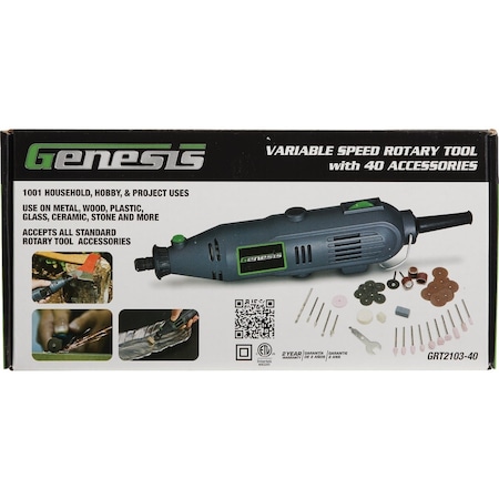 Genesis 120V 1A Variable Speed Electric Rotary Tool Kit with 40 Accessories GRT2103-40
