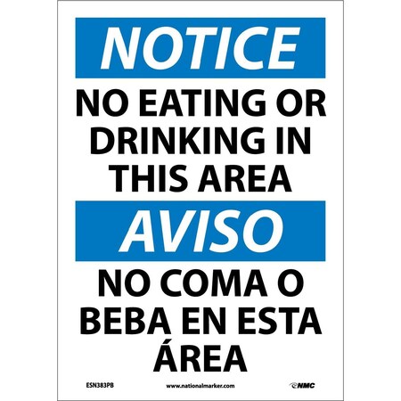 Nmc Notice No Eating Or Drinking Sign - Bilingual, ESN383PB ESN383PB