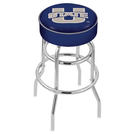 Holland Bar Stool Co 25" Utah State Cushion Seat, 2-Ring Chrome Swivel Bar Stool L7C125UtahSt
