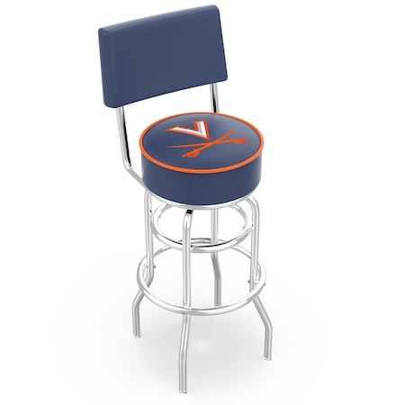 Holland Bar Stool Co 25" Chrome 2-Ring Virginia Swivel Bar Stool, Back L7C425Vrgnia
