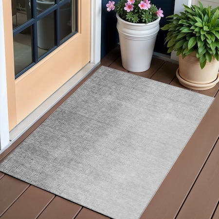 Homeroots 3' X 5' Gray And Silver Abstract Washable Indoor Outdoor Area Rug 588226
