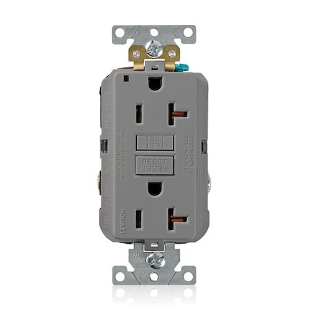 Leviton Plugs&Rcptcls, 20A, 125VAC, Gry, Polycarb G5362-GY