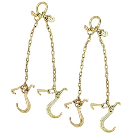 Mytee Products G70 V Chain Bridle w/8inMedium J Hooks, T & J Hook w/Grab Hooks 2ft Legs Wrecker, 2PK CH5162V-MJ-TJ-GHx2