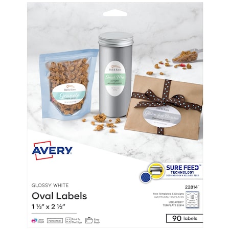 Avery Printable Blank Oval Labels, 1.5", PK90 22814