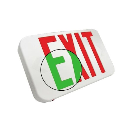 Exitronix ILX-RG Series LED Exit Sign, Field-Switchable Red/Green Legend, Thermoplastic ILX-RG-AC-WH