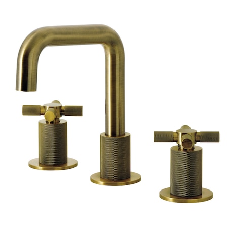 Kingston Brass Widespread Bathroom Faucet with Push Pop-Up Drain, Antique Brass KS1413KNX