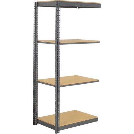 Global Industrial 4 Shelf, Commercial Duty Boltless Shelving, Add On, 36"W x 12"D x 84"H, Wood Deck B3165976