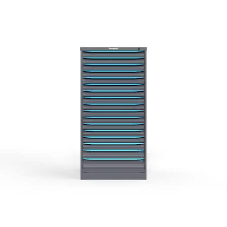 Strong Hold 17 drawer cabinet - (15x 2ft, 1x 3ft, 1x 4ft) - Blue accents - Keyed Alike S3060-PPAAS-1701FS