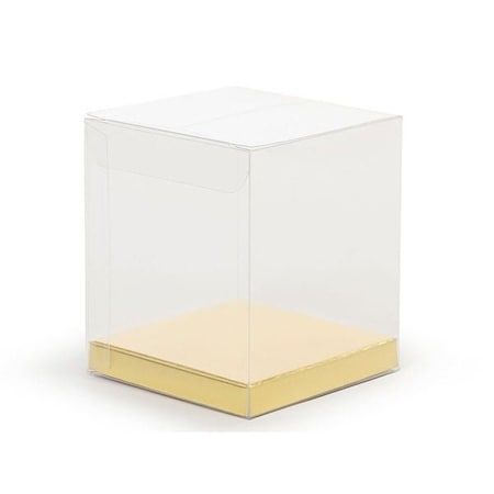Nashville Wraps Clear Square Truffle Box with Gold Bottom Insert, 3x3x3.5, 12PK 1107