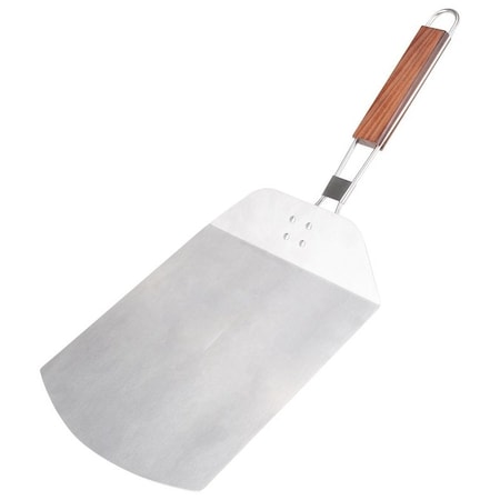Omaha Pizza Spatula, 912 in W Blade, 10 mm Gauge, Stainless Steel Blade, Stainless Steel, Wood Handle BBQ-37240B