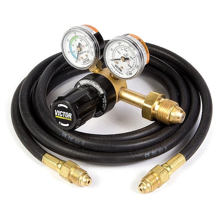 Victor Flow Gauge Regulator and Hose Kit, Argon, Carbon Dioxide, Single Stage, 5/8"-18 Outlet 0781-4236