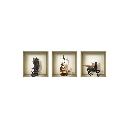 Homeroots Set of Three Gil Faux Niche 3D Peel and Stick Wall Decals, 3PK 565393